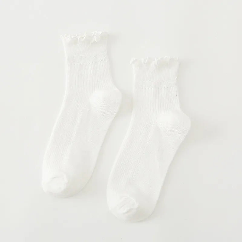 Sweet Ruffle Top Rib Sock