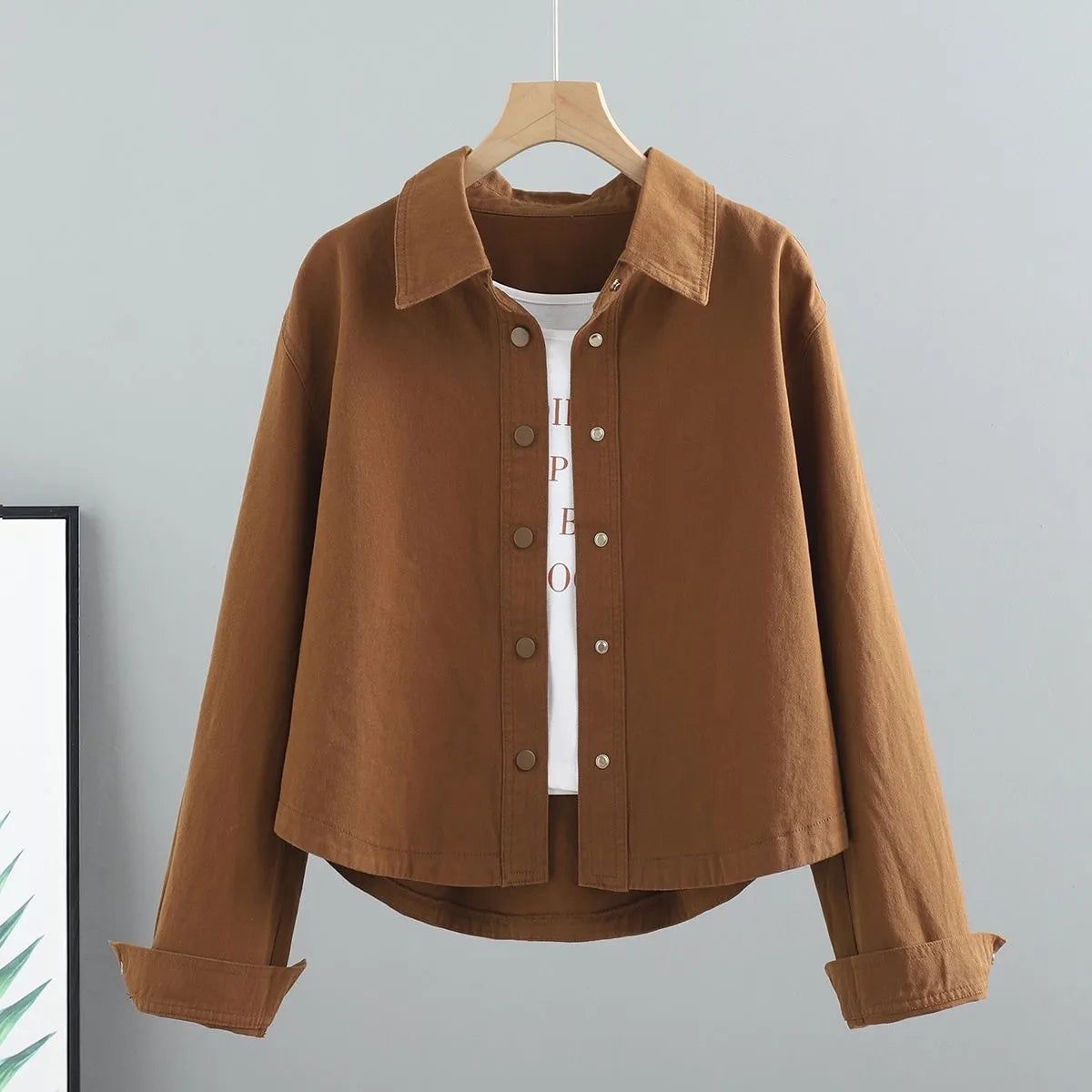 Easy Cotton Snap Shirt Jacket Petite Length