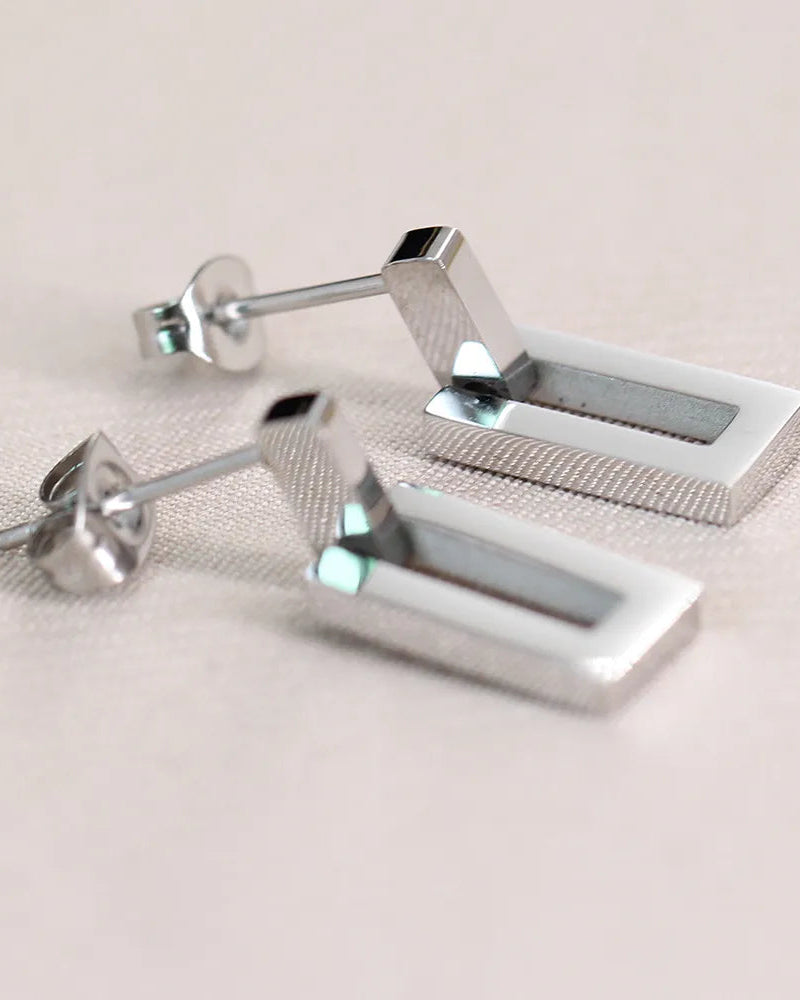 Modern Edge Rectangle Earrings