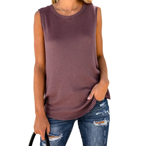 Waffle Knit Loose Relaxed Tank