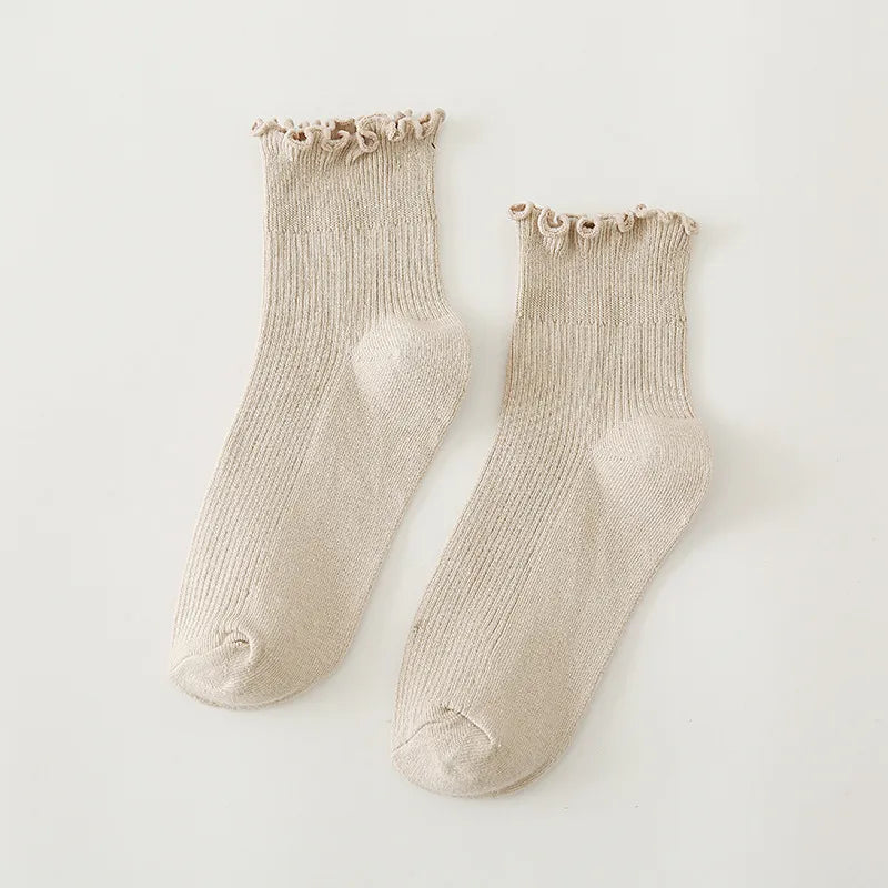 Sweet Ruffle Top Rib Sock
