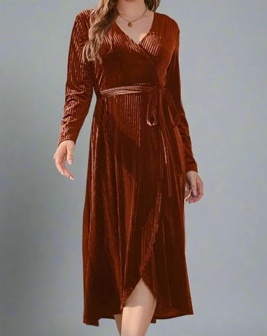 Long Sleeve Velvet Dress