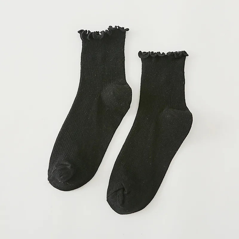 Sweet Ruffle Top Rib Sock
