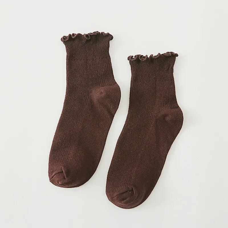Sweet Ruffle Top Rib Sock