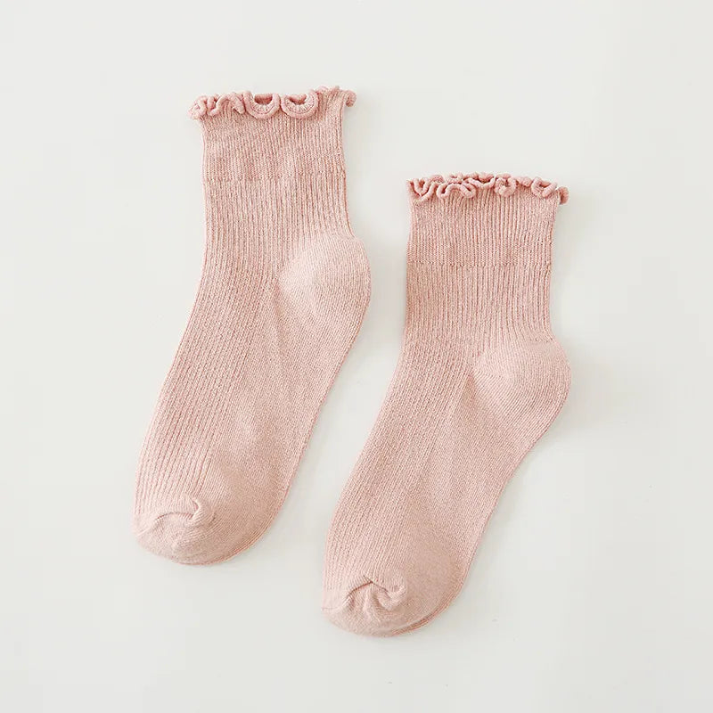 Sweet Ruffle Top Rib Sock