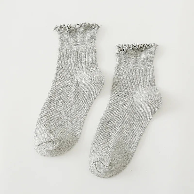 Sweet Ruffle Top Rib Sock