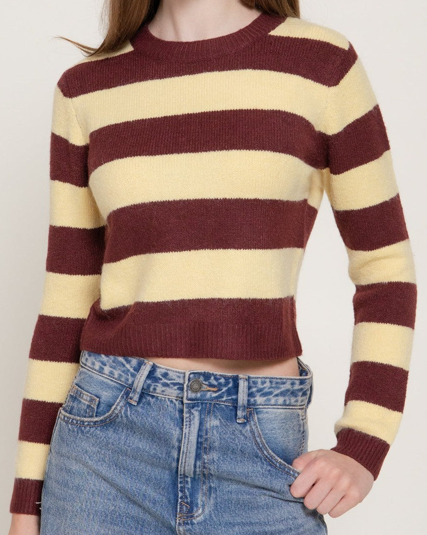 Merlot & Butter Yellow Stripe Sweater