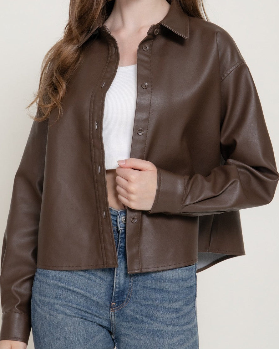 Faux Leather Shirt