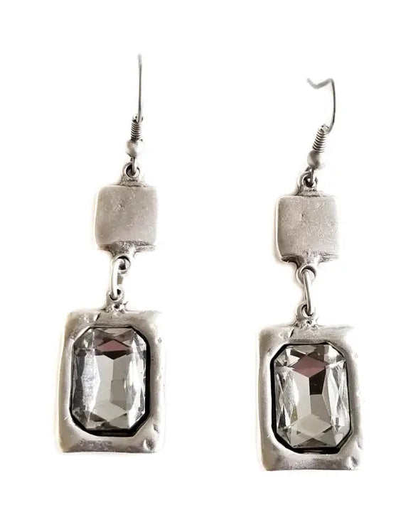 Silver Crystal Drop Earrings