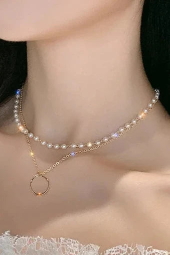 Pearl and Circle Necklace