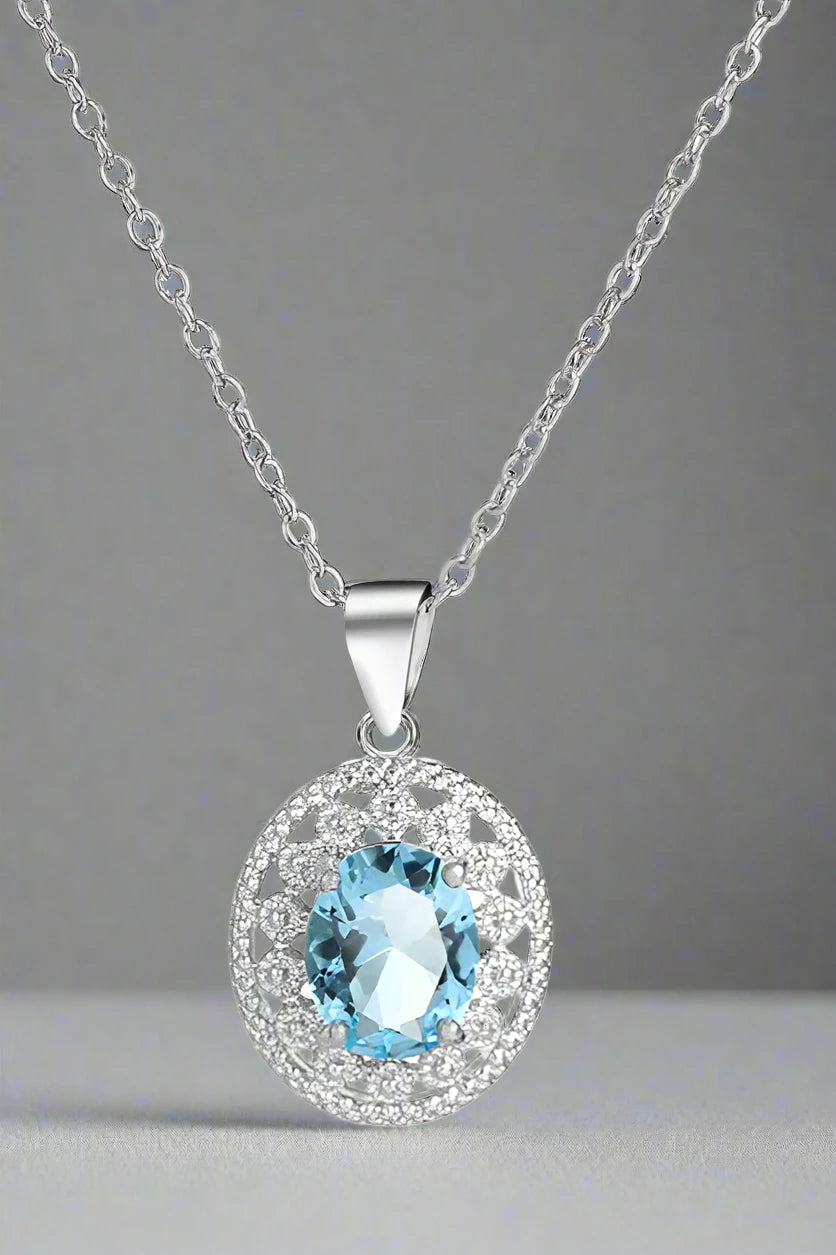 Topaz Blue Cubic Zirconia Necklace