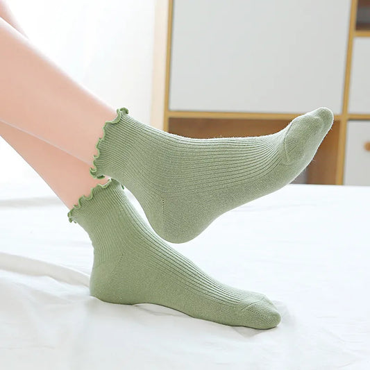 Sweet Ruffle Top Rib Sock