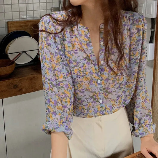 Bloomlight Sheer Button Up Blouse