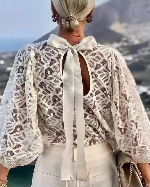 Lace Back-Bow Blouse