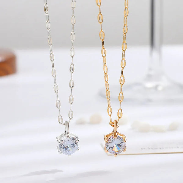 6 Prong Cubic Zirconia Necklace