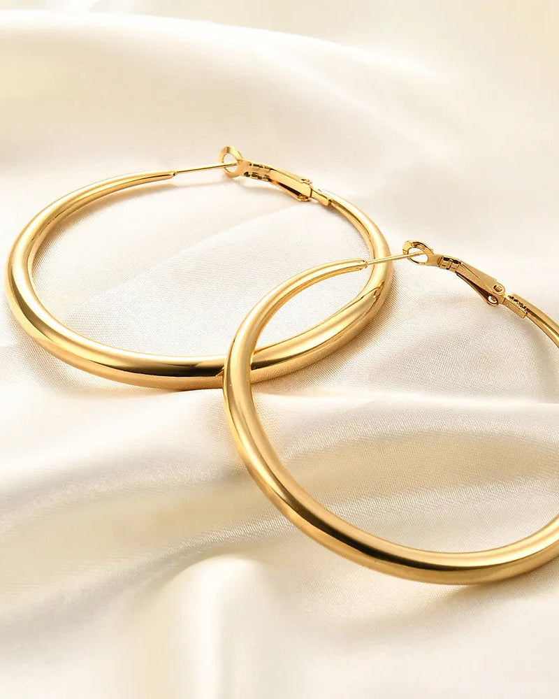 Large Round Stainless Steel Hoop Earrings