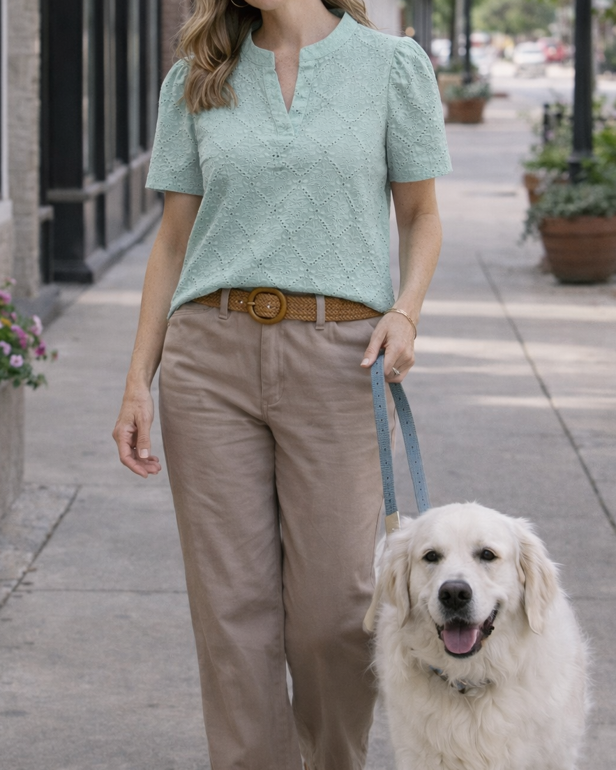 Everyday Ease Textured Eyelet Blouse