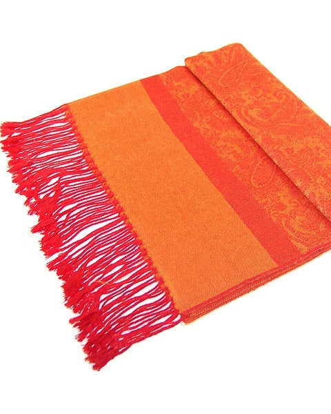 Orange scarf with red fringe on a white background