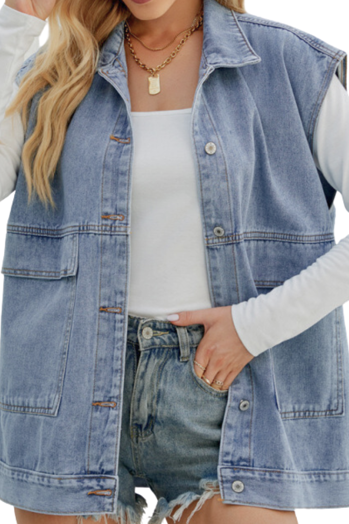 Oversized Denim Vest