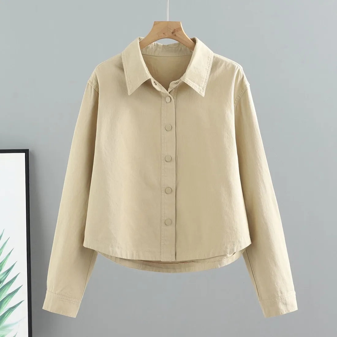 Easy Cotton Snap Shirt Jacket Petite Length