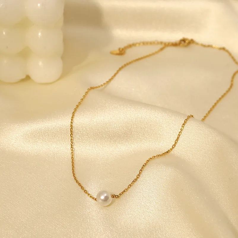Pearl Pendant Stainless Steel Necklace