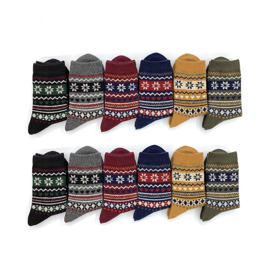 Cozy Nordic Snowflake Rabbit-Hair Socks