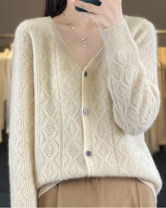 Merino Diamond Knit Cardigan