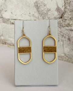 Oval Earring with Cork Detail