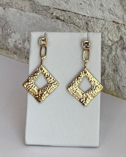 Hammered Drop Rhombus Earring