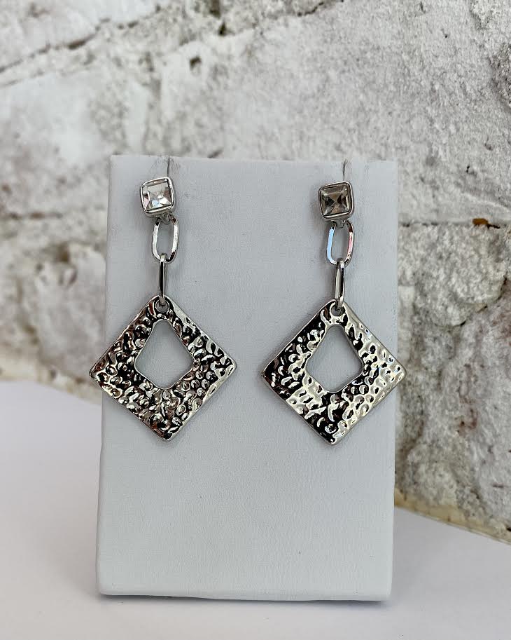 Hammered Drop Rhombus Earring