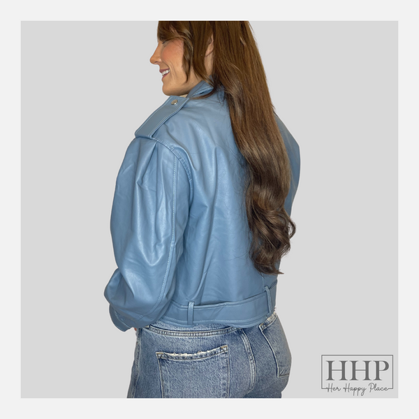 Periwinkle Leather Bomber