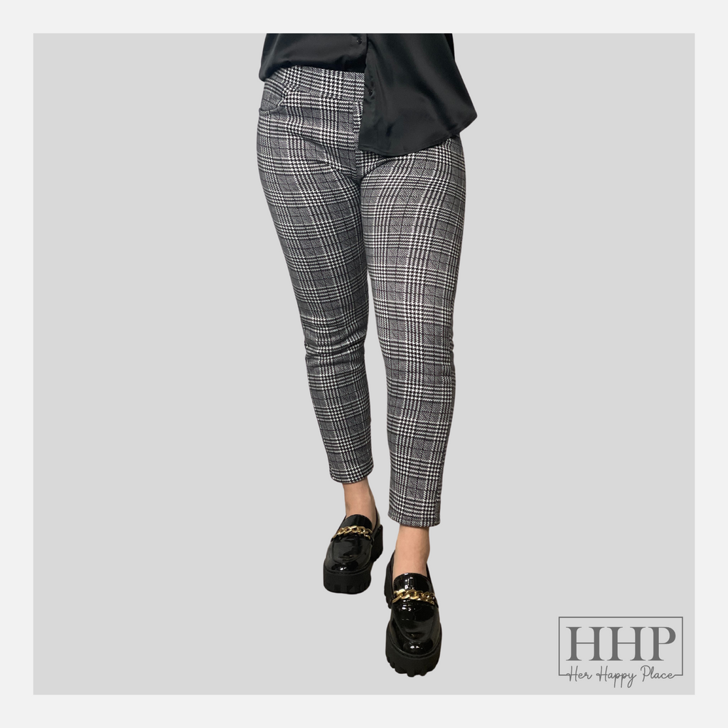 Plaid fleece lined leggings best sale