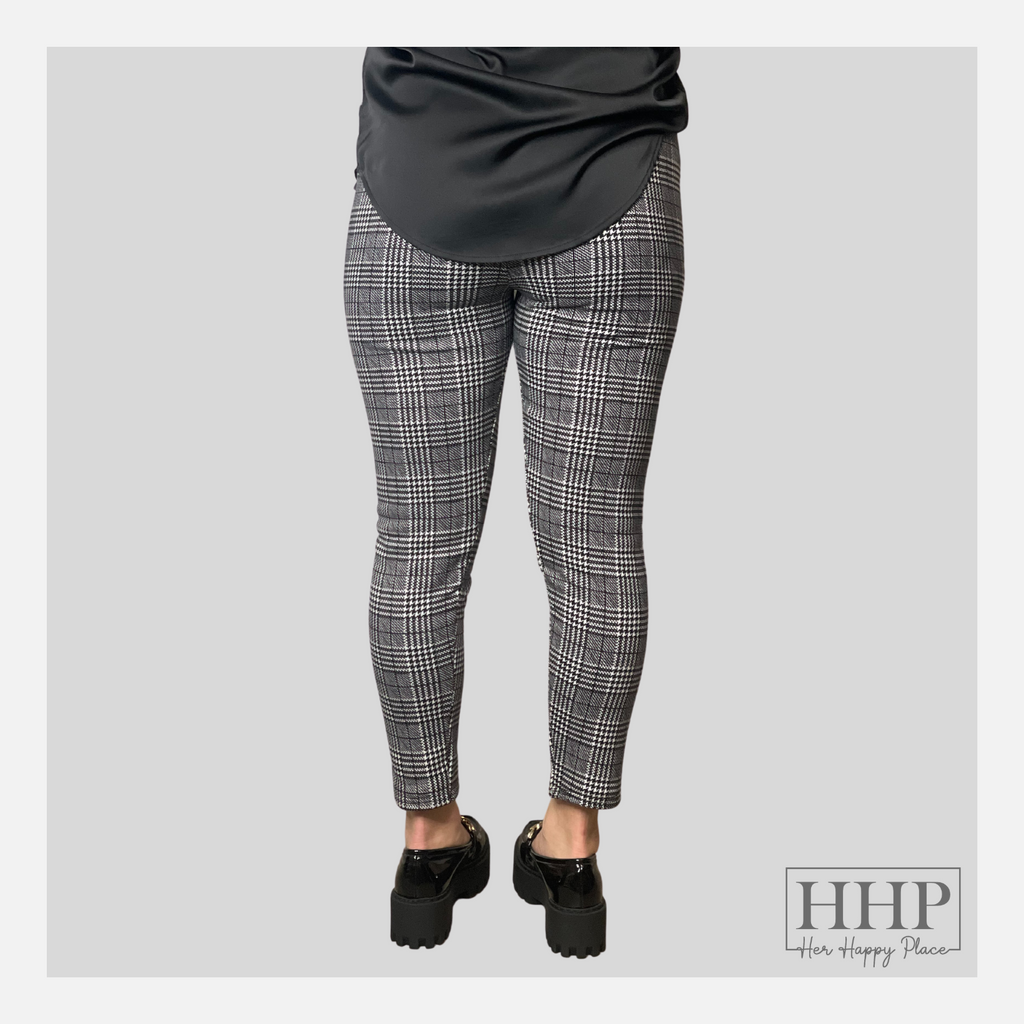 Plaid fleece top lined leggings