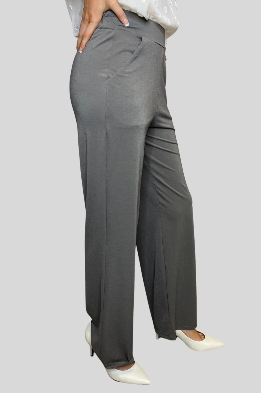 Elastic Back Wide Leg Trouser