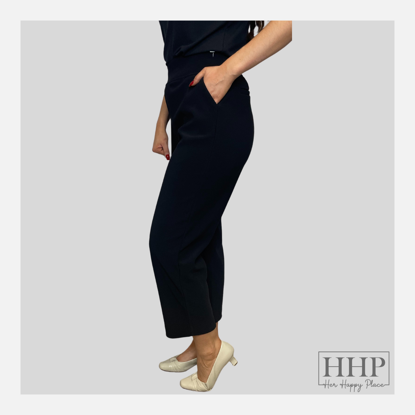 Plus Size Elastic Waist Taper Leg Trouser