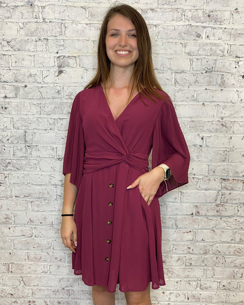 Front Twist Pleated Dress