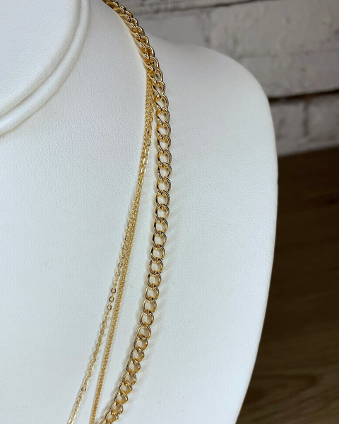 3 Layer Pendant Necklace - Gold