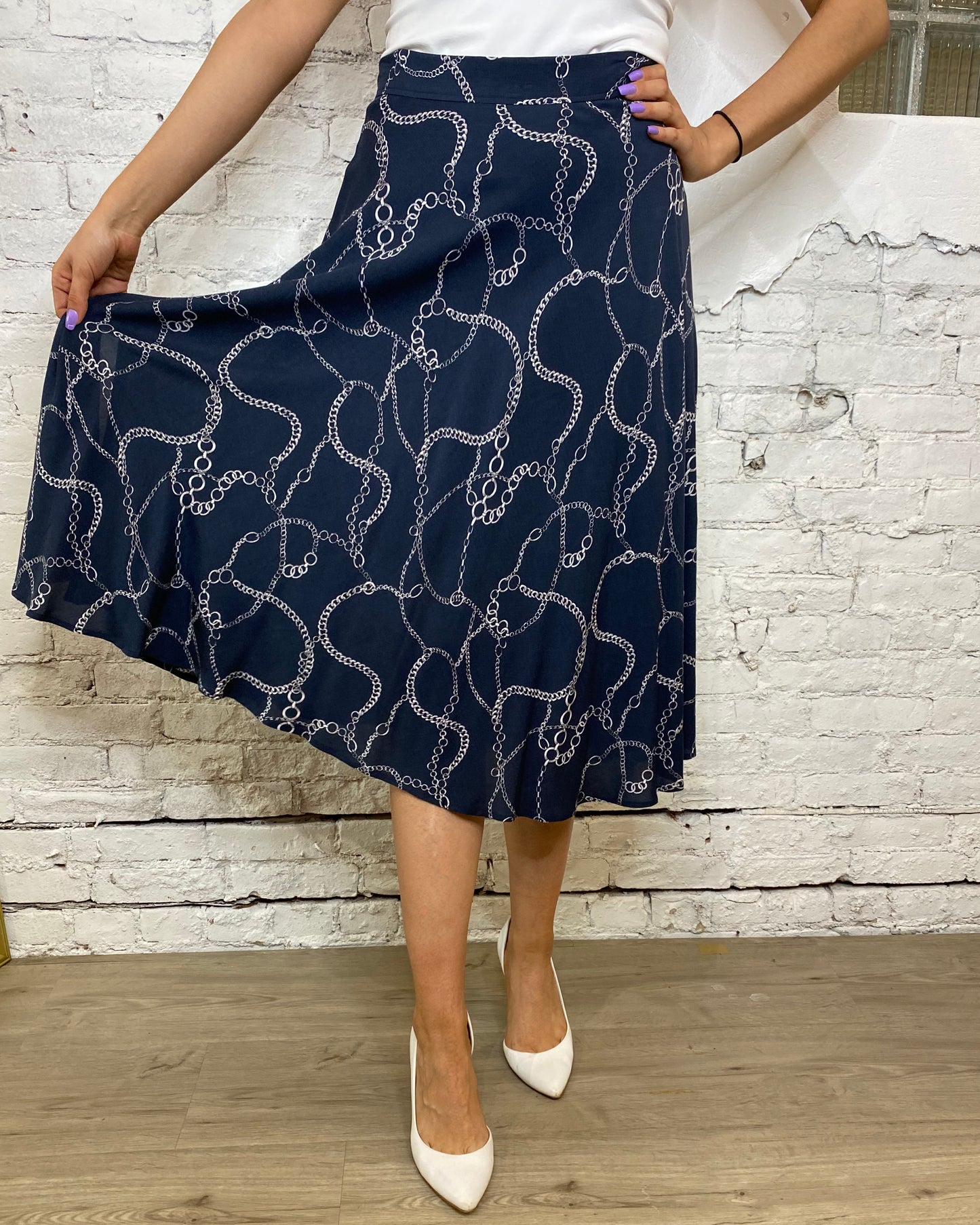 Chain Print Midi Skirt