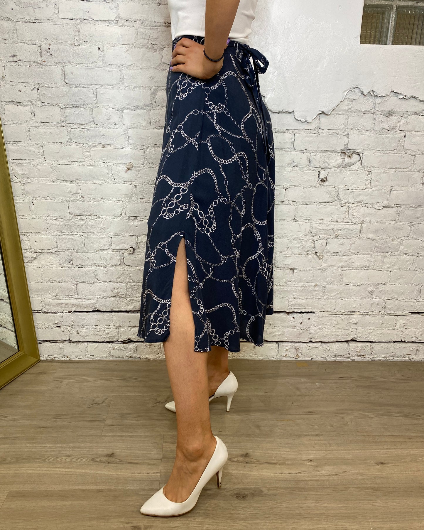 Chain Print Midi Skirt