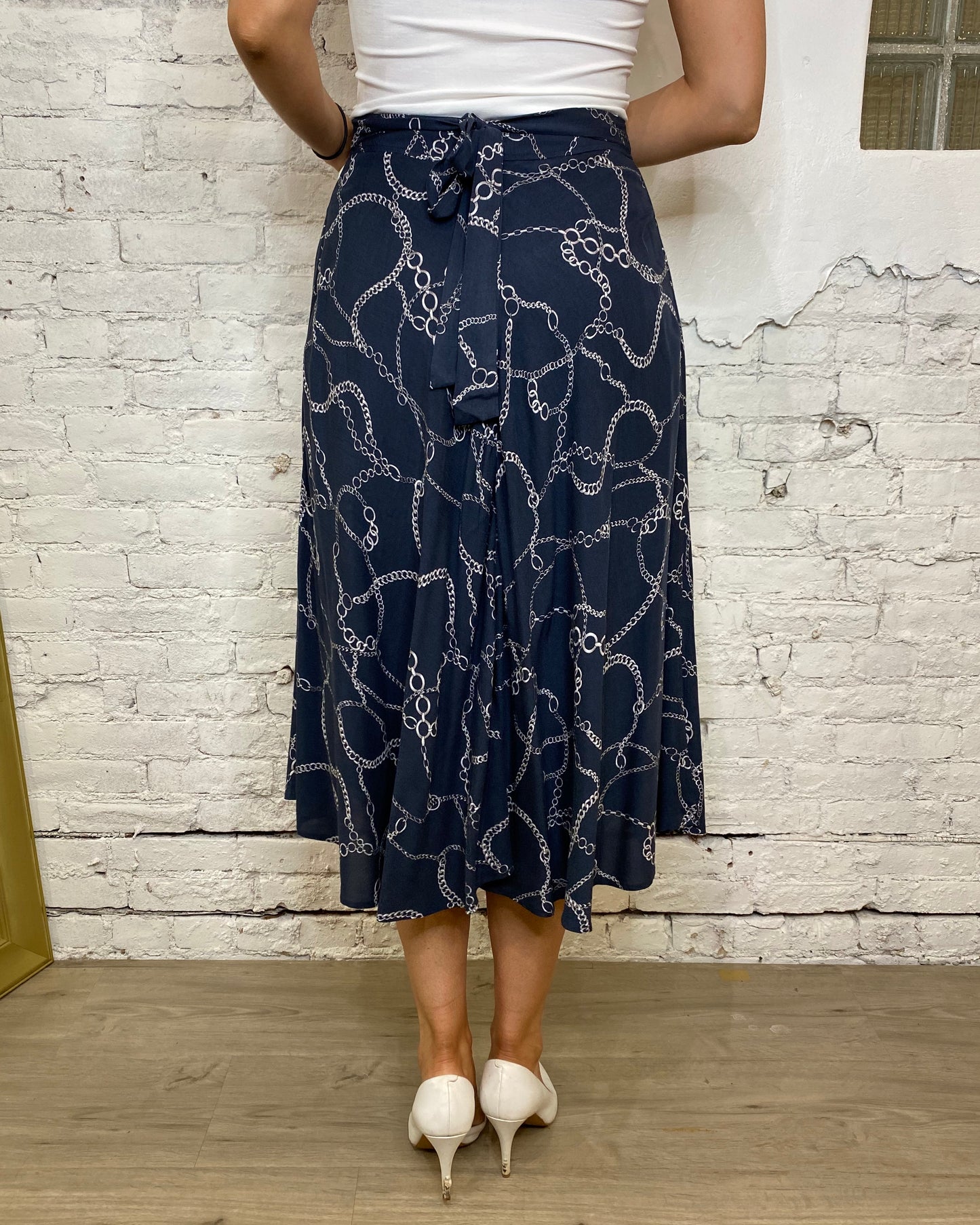 Chain Print Midi Skirt