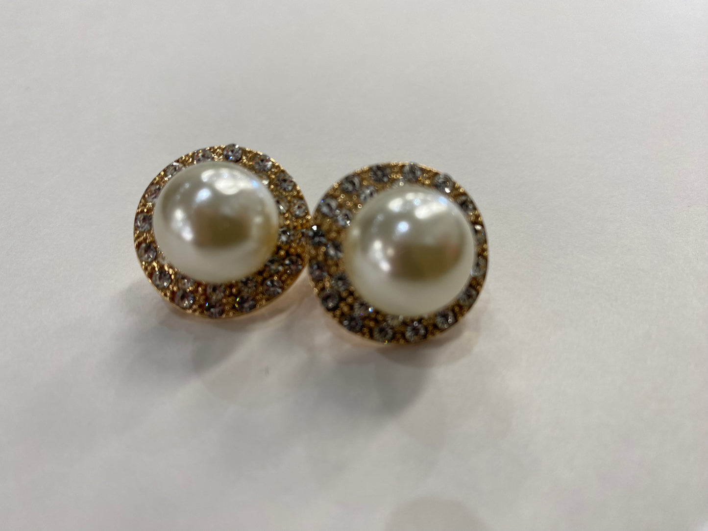 Pearl and Rhinestone Clip Earrings