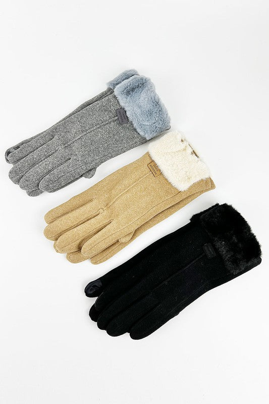 Fashion Glove with Fur Cuff